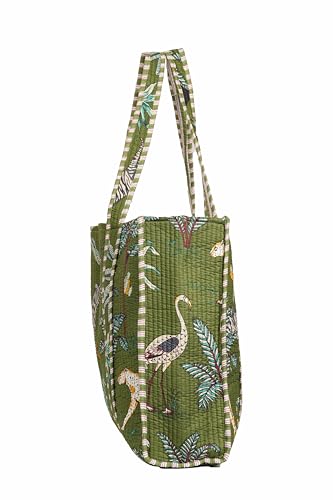 Bolso Tote de algodón estampado hecho a mano INDACORIFY miniatura 2