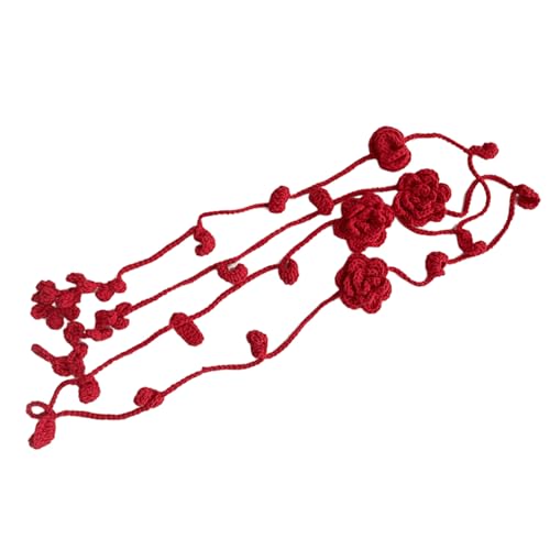WEISUYUUS Retros Styles Fashion Scarves Handmade Knitted Neckerchief Flower Women Scarf for Vintage Fashion Enthusiasts