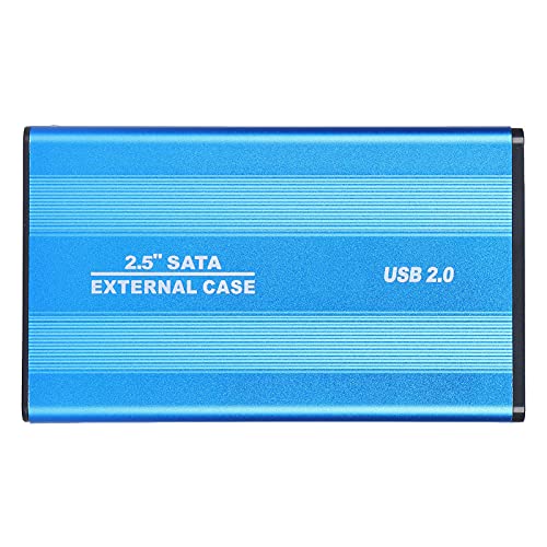 Tragbares 2,5 Externes Festplattengehäuse, USB2.0 Portable HDD/SSD Festplattenbox für Laptops/OS X Externe Datenspeicherung, Plug and Play (Blau)