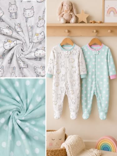 Image of TuddyBuddy Baby Girl's Cotton Printed Full Sleeves Sleepsuit /Footed Rompers for Baby Girl
