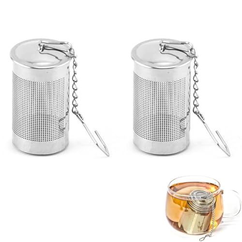 OUDQFCJ 2 coladores de té para té Suelto,Dos tamaños,fácil de Limpiar,infusor de té para té Suelto con Cadena Larga,Reutilizable,colador de té de Acero Inoxidable 304,Agujeros de Filtro Finos