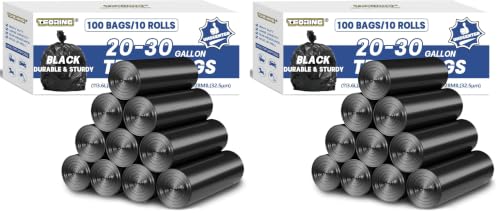 Image of 20-30 Gallon Trash Bags Bulk,30'' x 35'',1.28 Mil,Black,100 Ct (Pack of 2)