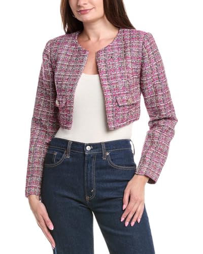 endless rose Women's, Multi Tweed Cropped Blazer, Grape, L