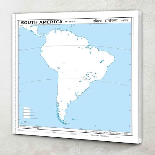 SMALL - 100 SOUTH AMERICA PHYSICAL OUTLINE MAP FOR SCHOOL|Physical outline map of South America