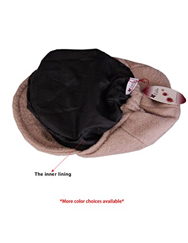 Dahlia Women's Newsboy Cap - Wool, Lined Winter Hat, W/Chic Flower, Gray #TOP4