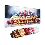 マウスパッド フルーツワッフル 大型 防水 ゲーミング マウスパッド 70 x 30 cm 拡張 キーボードパッド 滑り止めゴム底 滑り止め デスクマット おしゃれ キーボードパッド マウス対応 耐洗い表面 快適操作性 ゲーム 仕事 ホーム用 オフィス 女性へのプレゼント Z-745