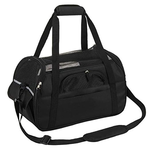 Kaka mall Transportín Perro Gato Transpirable Plegable Pet Carrier Impermeable Bolso de Hombro Acolchado Suave Viaje Avion Tren o Auto por Pequeños Mascota (Negro, S)