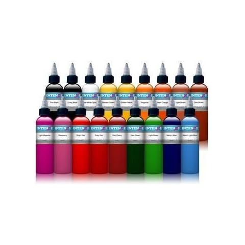 Dark Skin Set- Intenze Tattoo Ink - 18 Bottles - 1oz Cover