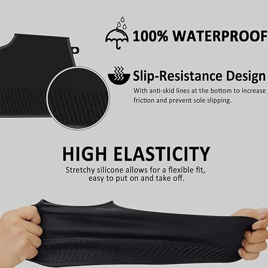 Image of Waterproof Silicone Shoe Covers, Reusable, Foldable, Non-Slip Rain Boot Protectors for Men and Women