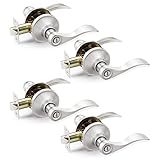 Contractor Pack of 4, Brushed Nickel Door Knobs Levers Privacy Interior Door Handles Bedroom Bathroo