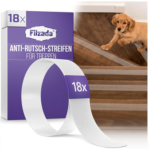 Filzada® 18x Treppenstufen Antirutsch - 4 x 60 cm Transparent - Selbstklebende Antirutschstreifen Treppe - Antirutsch Treppe - Anti Rutsch Treppe - Antirutsch Treppenstufen - Treppe Antirutsch