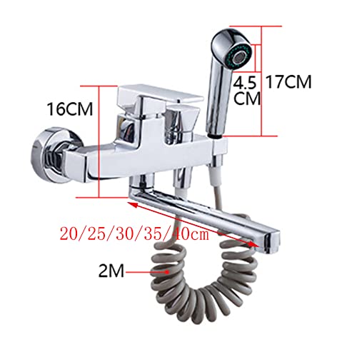 Robinet mural mélangeur de cuisine chromé pivotant 20 cm avec pistolet