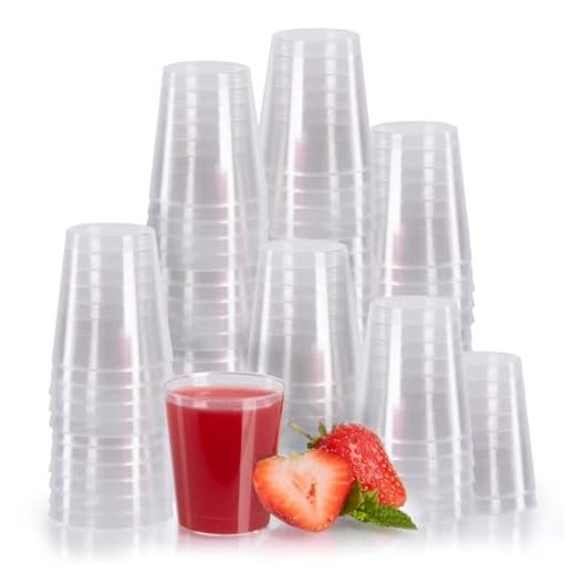 Vivaloo Vasos para Chupitos De Plástico | 100 Vasos Transparentes | Vajilla Desechable | Mini Vasos De Plástico Duro | Resistentes | Capacidad 2 Cl | Ideal Fiesta