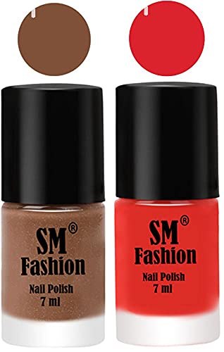 Image of Long Lasting Nail Polish | Nail Paint Combo 7 ml Each) - Set of 2 Tan-Candy Orange