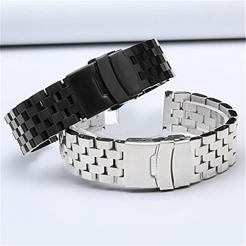 Bracelet montre acier inoxydable 18-24mm avec boucle papillon - 3
