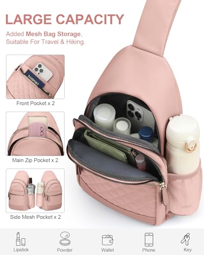Image of Capolo Sling Bag for Women Men Waterproof Crossbody Bags for Women Trendy Casual Fanny Pack with Convertible Shoulder Strap Chest Bag for Travel Hiking(Pink, Large)