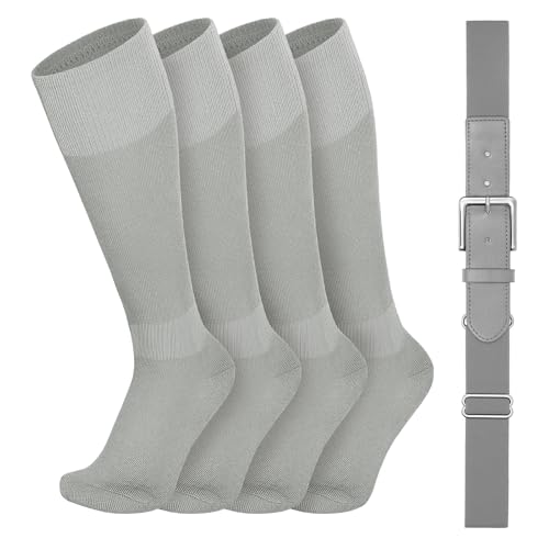 Image of VONMELLI Youth Baseball Belt and Socks Combo, Elastic Softball Belts and Socks for Boys and Adult (2 Pairs of Socks & 1 Belt)