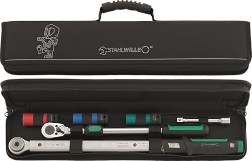 STAHLWILLE 750NR/516/3/1 NDE Drehmomentschlüssel Set Auto 6-tlg. | 1/2 Zoll, 40-200 N·m | Teleskopknarre, Steckschlüssel 17; 19; 21 mm + Verlängerung | Made in Germany - Best tools never die-Edition
