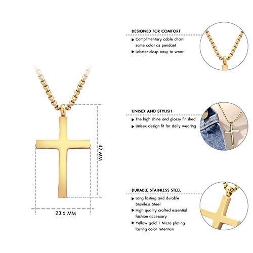 Image of 555Jewelry Stainless Steel Cross Adjustable Rolo Chain Pendant Necklace 16-28'' Inches