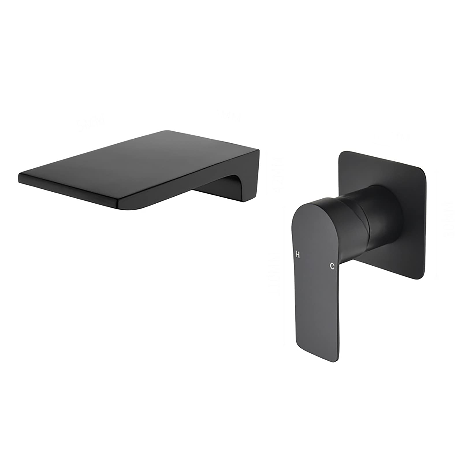 Mitigeur de lavabo en cascade noir mat, robinet mural haut de gamme pour vanité