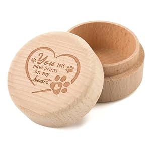 Pet Keepsake Box, Houten Pet Loss Gifts, Memorial Gifts voor het Opbergen van Katten, Honden, Haar, Tanden, Nagels, Botas (Hartpatroon)
