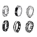 QAQHZW 6PCS Bague pour Hommes Bague Acier Inoxydable Chaîne Bague pour Hommes Bague Rock Vintage Motard Gothique Bague De Chaîne Punk Noir Bague pour Homme