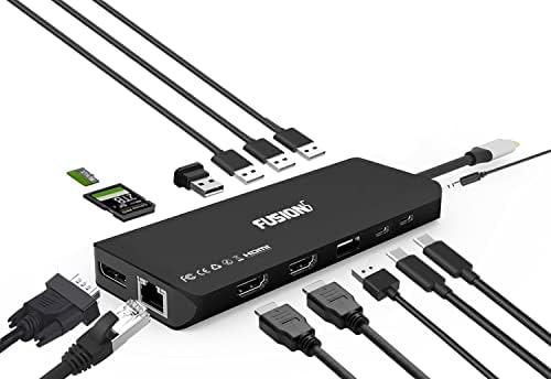 14-in-1 USB C Laptop Docking Station, 4K HDMI Dual/Triple Monitor USB-C Dock Hub