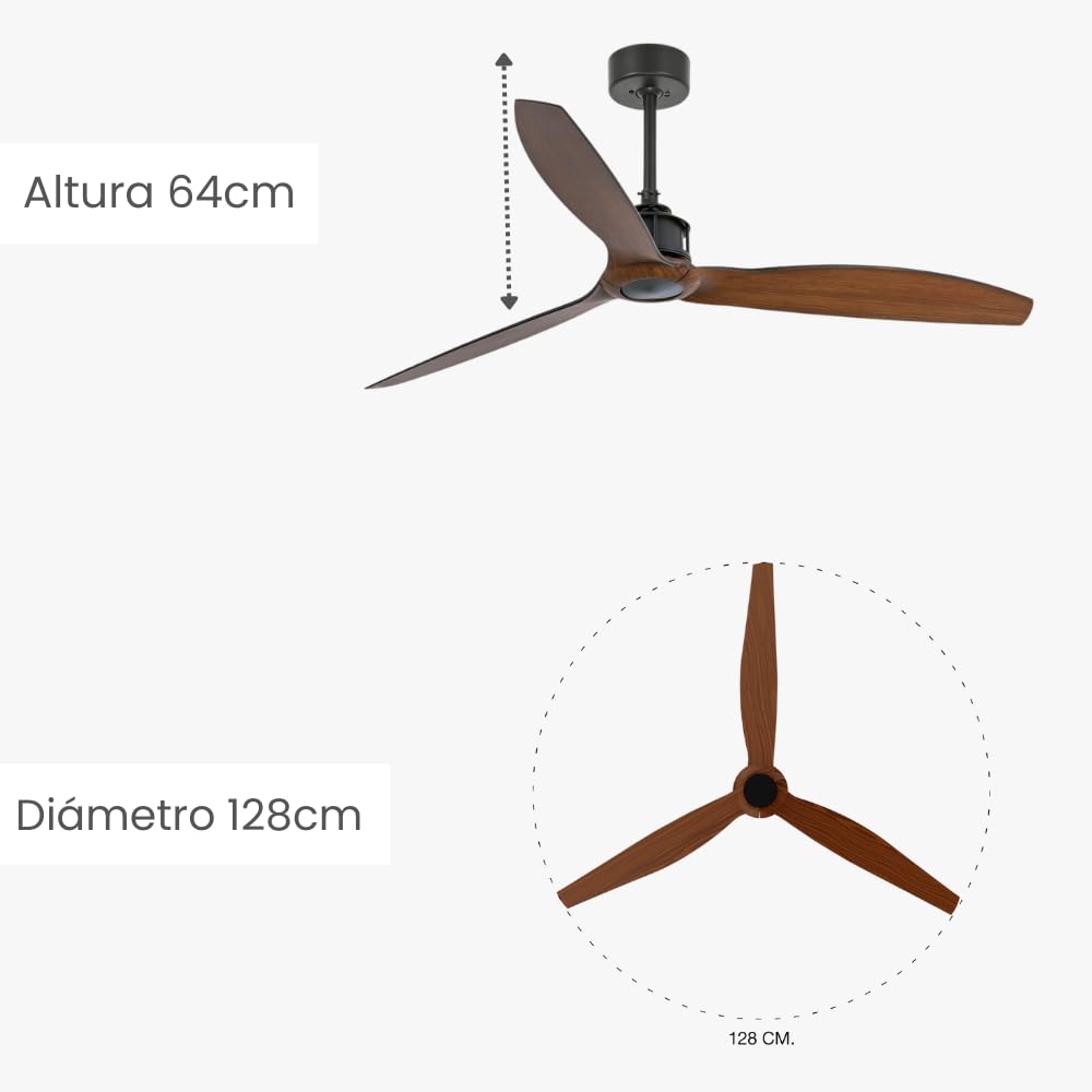 Faro 33395 - JUST FAN Ventilatore da soffitto nero/legno con motore DC