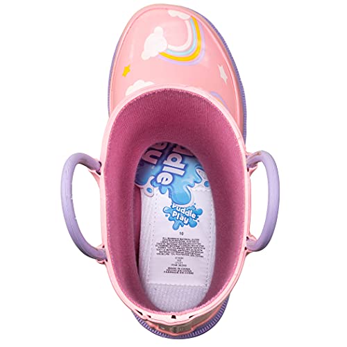 Puddle Play Waterproof Pink Unicorn Rubber Rain Boots Easy-On Handles - Size 9 Toddler3