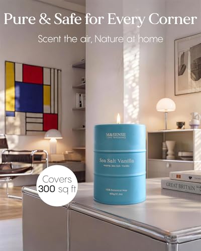 Image of M&SENSE Sea Salt Vanilla Scented Candles Large Beach Candle, Natural Soy Summer Candles 21.2oz 120 Hour Slow Burning,Aromatherapy Candle for Stress Relief Meditation Relaxing