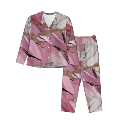 Ensemble de pyjama manches longues chic imprimé marbre pour femme