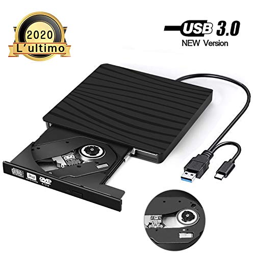 ZEPHYR Masterizzatore Dvd CD Externo, Cocopa unità Dvd Esterna USB 3.0 Dvd/CD Drive Dvd-R CD-RW Dispositivo Lettore di Schede Portatile Ultra Slim External Disc per MacBook, Win 7/8/10/XP