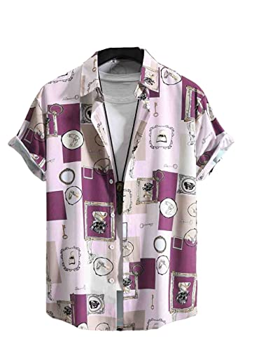Image of GRECIILOOKS Men's Shirt - Summer Button Down Shirts || Half Sleeve Shirt for Man||Stylish Mens Casual Shirts||Formal and Comfort Rich Printed Shirt`s for Mens