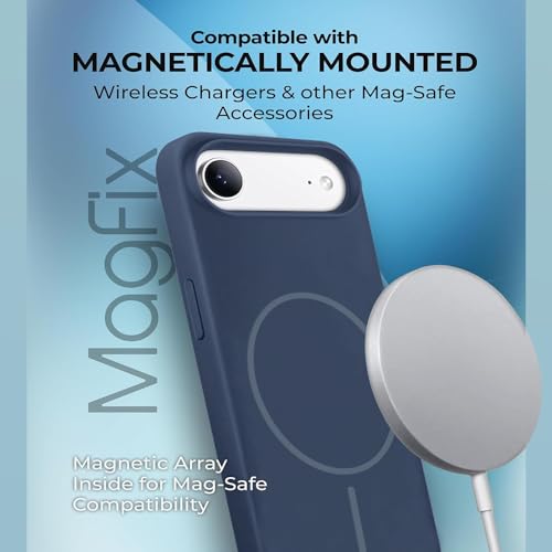 Image of iPhone 17 Air Silicone Magsafe Case | Shock Proof Design & Camera Protection | Premium Rubberised Apple iPhone 17 Air Cover (Microfiber Lining) | Magnetic Liquid Silicone - Navy Blue
