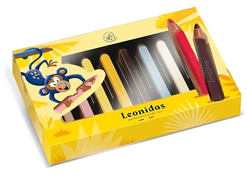 Leonidas Belgian Milk Chocolate Crayon Pencils for Kids (8 Pencils in Gift Box) – Fun Novelty Milk Chocolates | Pure Cocoa Butter, No Palm Oil | Luxury Belgian Chocolatier Gift