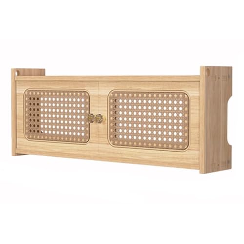 WiFi Router Storage Box - Wall Mount Cabinet nizer, Rattan Shelf for Electl Cables, Devices, and Home Decor, Stylish Hider for Clutter-Free Spaces