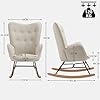 MEUBLE COSY Sillas Mecedora Escandinavo Sillón Relax Especial Lactancia para Salón Dormitorio Balcón Sala de Estudio, Tela, Madera Haya, Metal, Beige #2