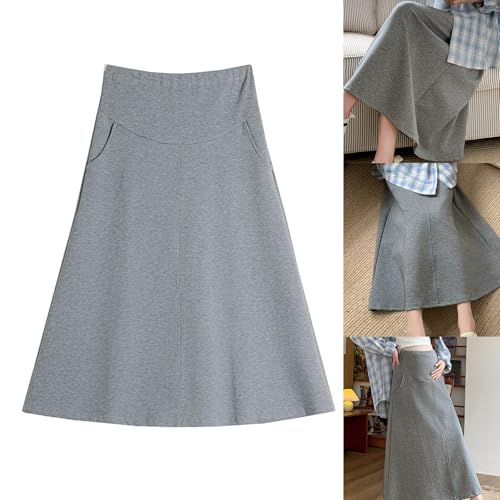 Jupe de maternité fluide anti-compression avec taille élastique coton doux - 2