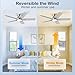 POCHFAN 42 Inch Ceiling Fans with Lights and Remote, Brushed Nickel Flush Mount Low Profile Ceiling Fan for Bedroom, Living Room, Patio, Dimmable 6 Speeds Noiseless Reversible, ETL Listed