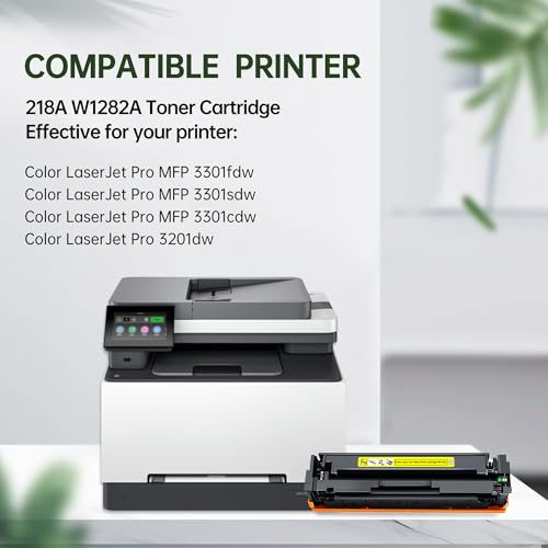 Image of with Chip 218A Toner Cartridge Replacement for HP 218A 218X Toner for Color Pro 3201dw; Color Pro MFP 3301cdw 3301fdw 3301sdw Printers (Yellow)