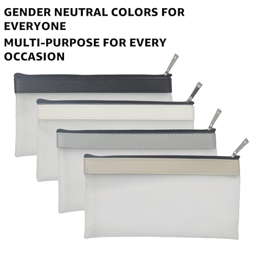 Image of 4 Pack Clear Pencil Pouch, Aesthetic Small Pencil Pouch, Cute Pencil Bag, Black White Gray Beige
