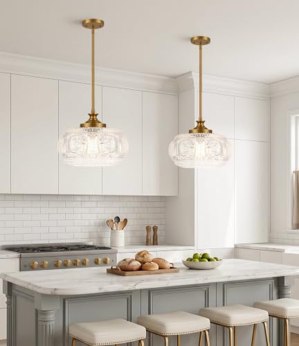 Image of Large Gold Pendant Lights Kitchen Island, Flush Ceiling Light
