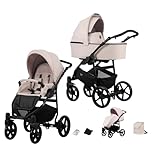 Kunert Mata Cochecito 2 en 1 + Accesorios con Mecanismo de Balancín de Capazo Confortable Multifuncional y Práctico Marco de Aluminio Conforme ECE R129 (Rosa/Marco Negro)