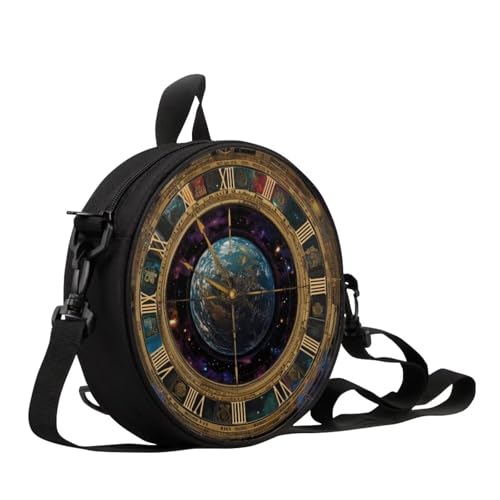 Image of Women Novelty Round Clock Shape Zippered Clock Purses for Women Tote Handbag Shoulder Bag, Gift for Mom Girlfriend