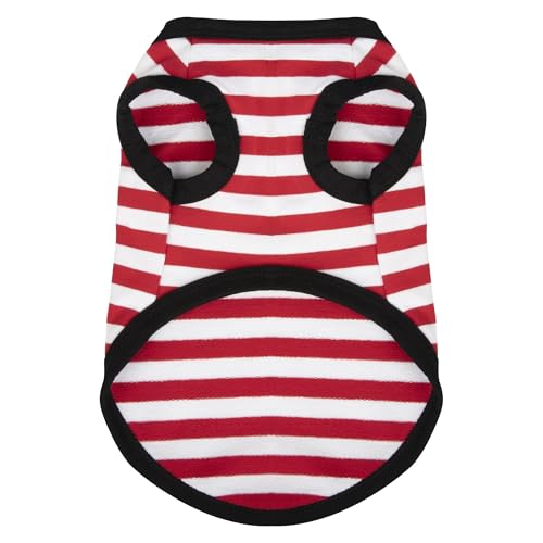 Image of Paiaite Dog Shirts - Striped Sleeveless Cotton Tank Top for Small Medium Dogs - Red XXL