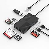 【8 Ports können gleichzeitig verwendet werden】Dieser 8-in-1-Multi-Speicherkartenleser-Hub kann 5 verschiedene Karten lesen und beschreiben und 3 USB 3.0-Geräte gleichzeitig verwenden die Anforderungen des Kartenlesers und des Hubs, die Ihre Anforderungen für jede Karte fast erfüllen können, und erweitern Sie den USB-Hub, der Ihre Arbeitseffizienz erheblich verbessern kann. es gibt 1*SD-, 1*TF-, 1*CF-, 1*XD-, 1*MS- und 3*USB3.0 ports.
