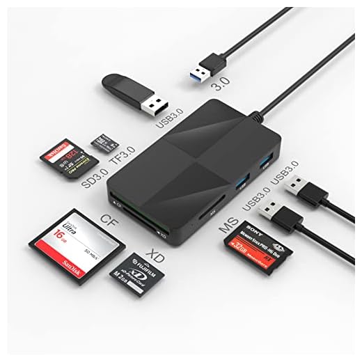USB3.0 Multi Card Reader Hub, XD/SD/CF/Micro SD/MS+3 USB 3.0, 8 in 1 Memory Card Reader/Adapter/Hub for XD SD SDXC SDHC CF CFI Micro SD/SDXC Micro SDHC MS MMC UHS-I Cards USB Stick Mouse, Plug & Play