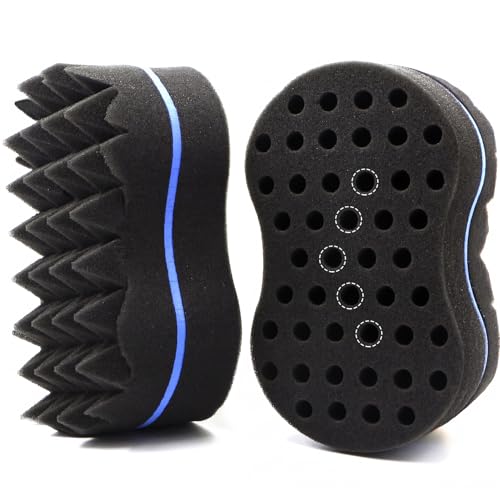 RioRand Double Sided Twist Hair Sponge, Extra Thick 85-90 Shore A Hardness, Large Curl Sponge for...