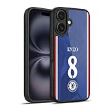 Head Case Designs Officially Licensed Chelsea Football Club Enzo Fernández 2025/26 Players Home Kit 1st Group Gel Armor Case [Military Grade Drop Protection] Compatible with Apple iPhone 16