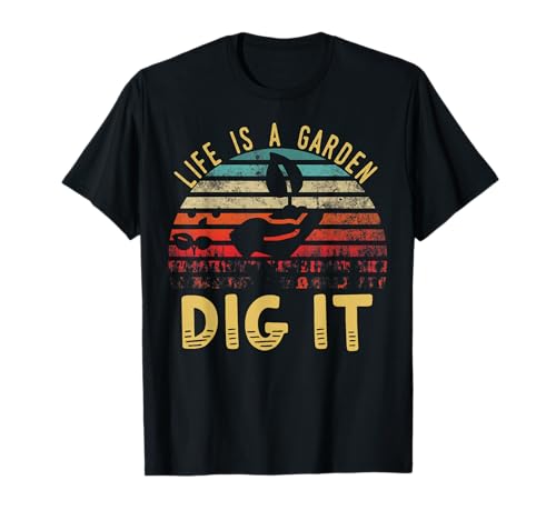 Retro vintage Farmer Gift | Life is a garden dig it t-shirt, Preto, S